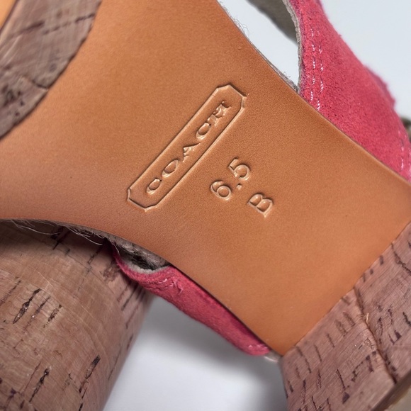 Coach Valeann Coral Suede Cork Platform Heeled Slingback Sandals Size 6.5B - Picture 10 of 10
